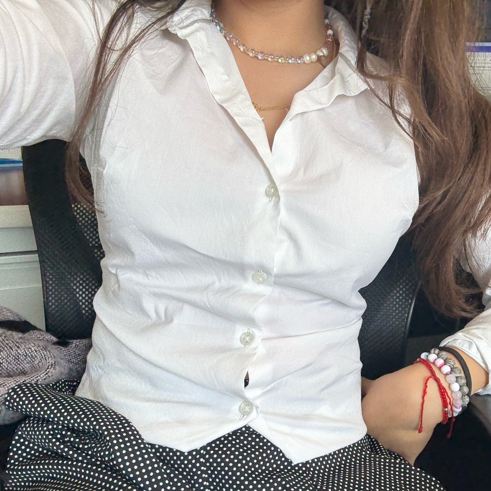 Express White Button-Up Blouse